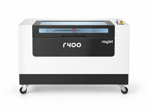 Trotec R400 laser cutter, front three-quarter view