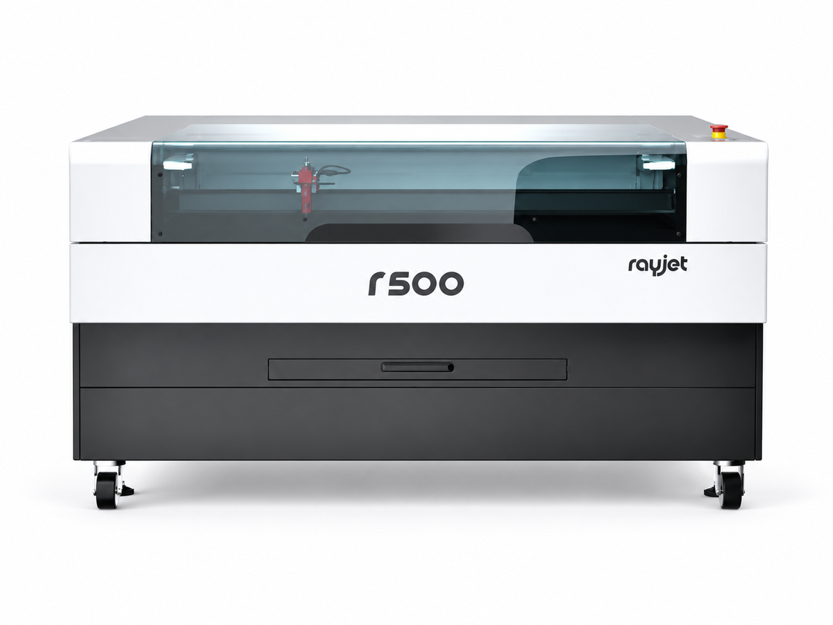 Trotec R500 laser cutter, front three-quarter view