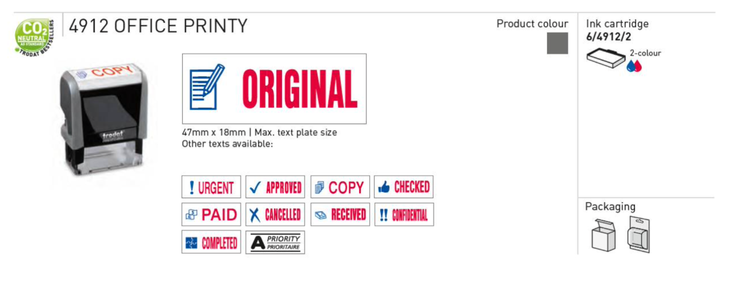 Trodat Original Printy Text TRO READY STAMP MIX 4912 office Printy | Trodat