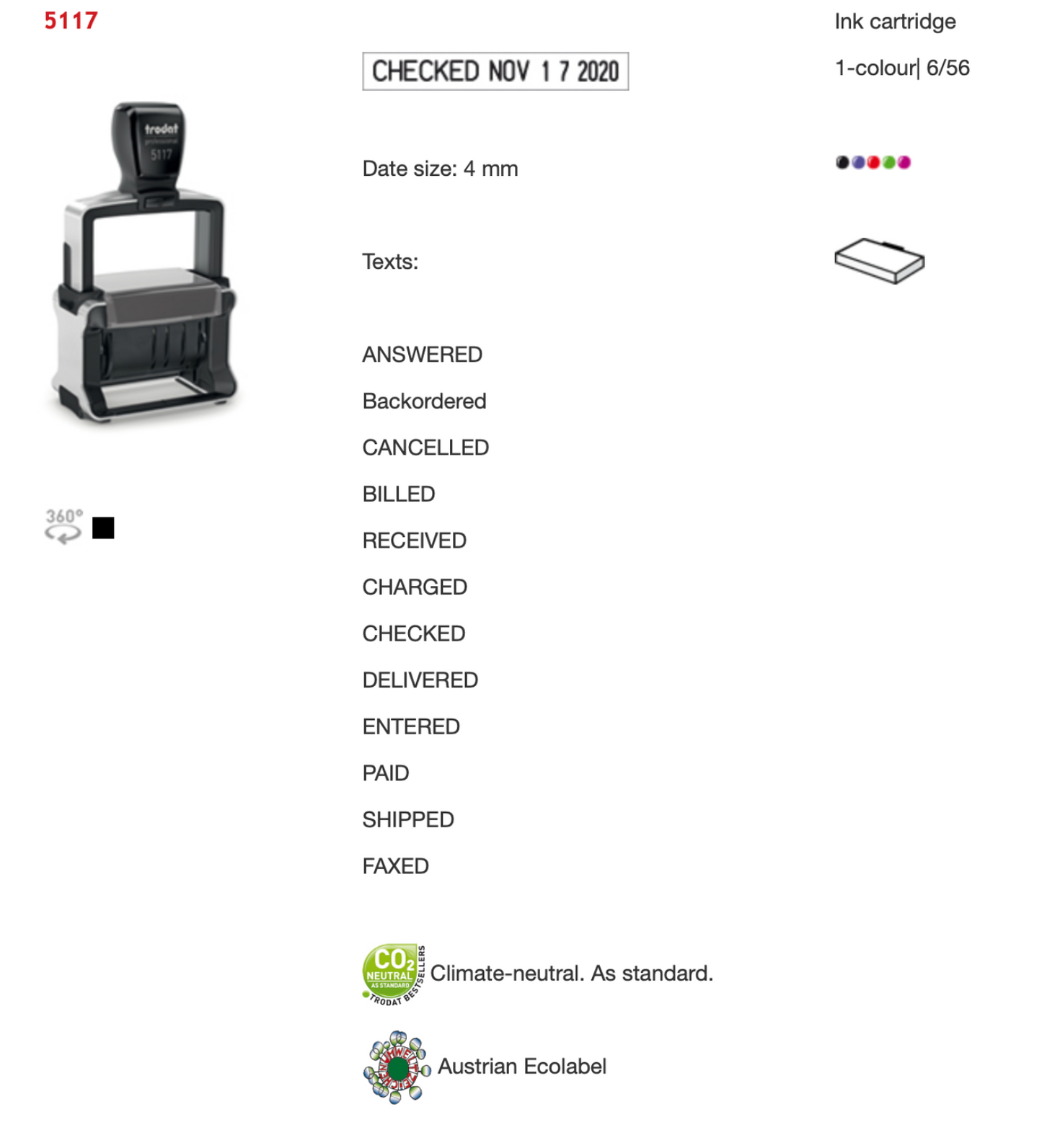 Trodat Professional Dial-a-phrase Stamp Rectangular 5117 | Trodat