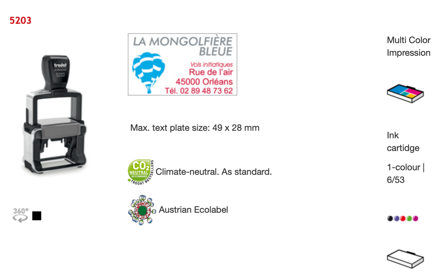 Trodat Professional Text Rectangular 5203 | Trodat
