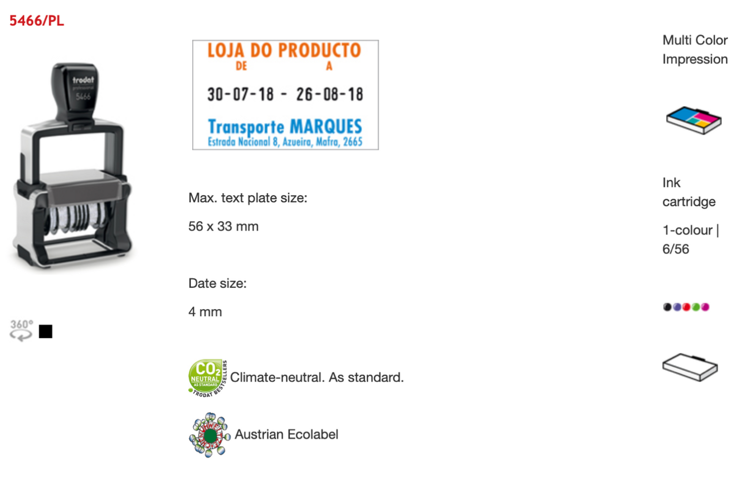 Trodat Professional Date And Text Rectangular 5466/PL English | Trodat