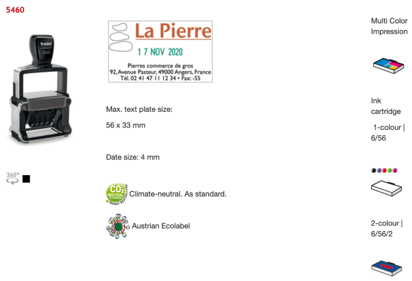 Trodat Professional Date And Text Rectangular 5460 English | Trodat