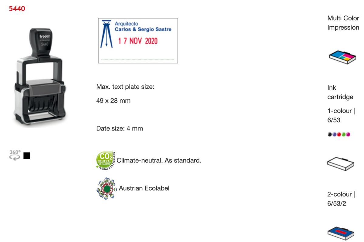 Trodat Professional Date And Text 5440 English | Trodat