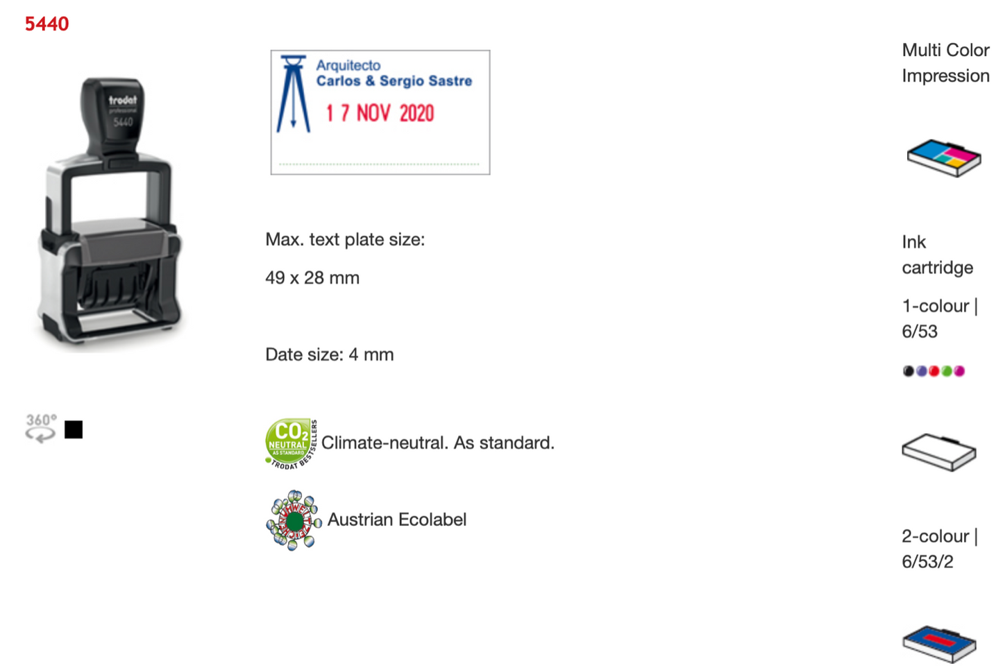 Trodat Professional Date And Text 5440 English | Trodat