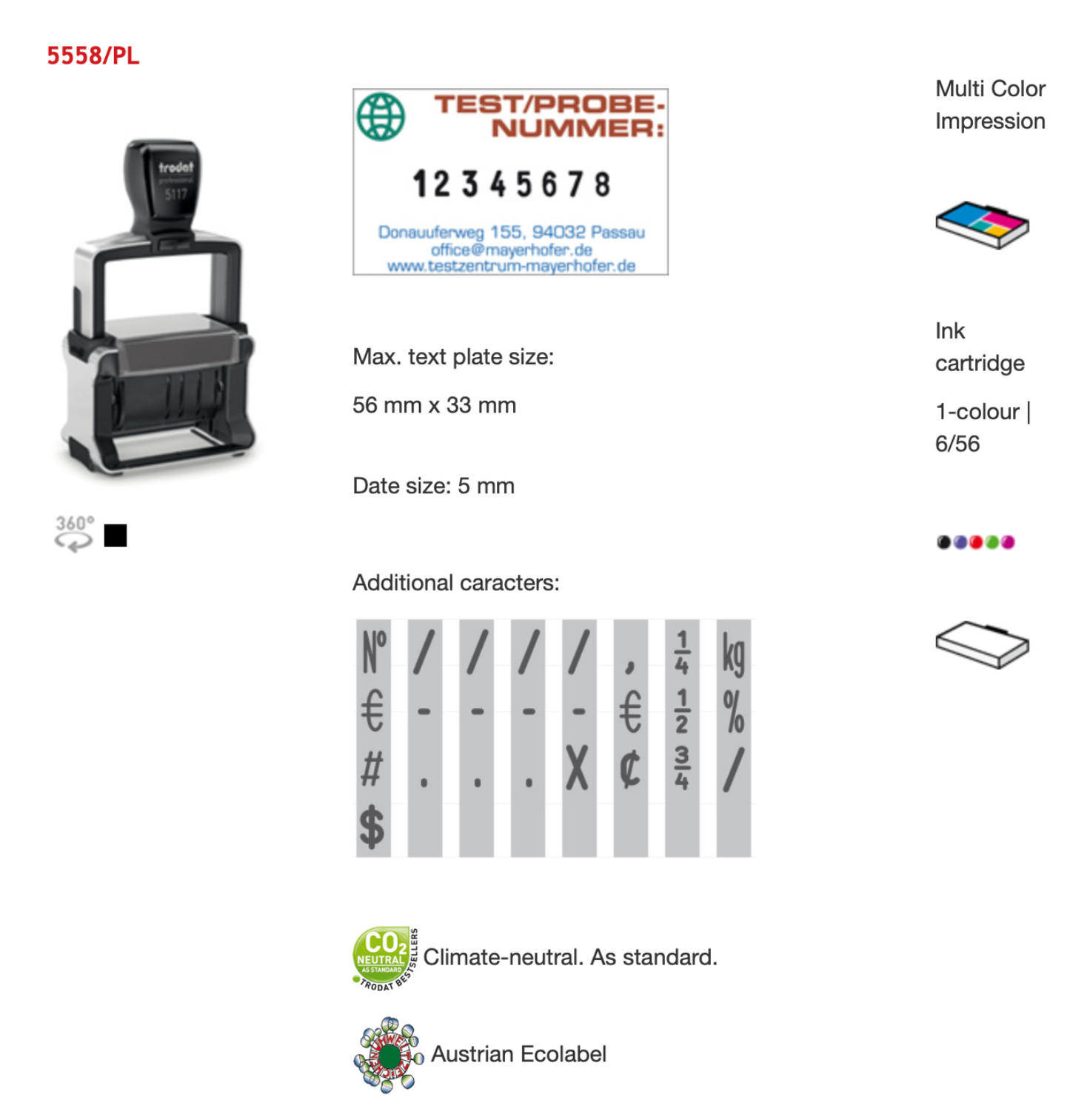 Trodat Professional Number With Text Rectangular 5558/PL | Trodat