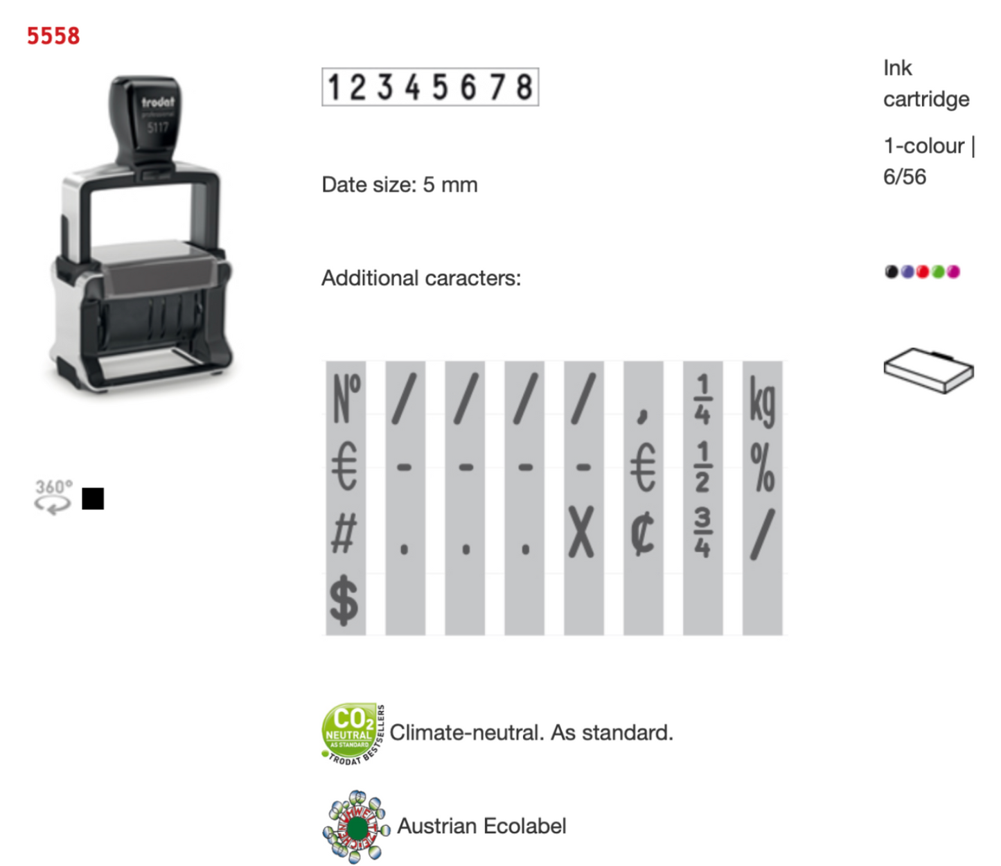 Trodat Professional Number With Text Rectangular 5558 | Trodat