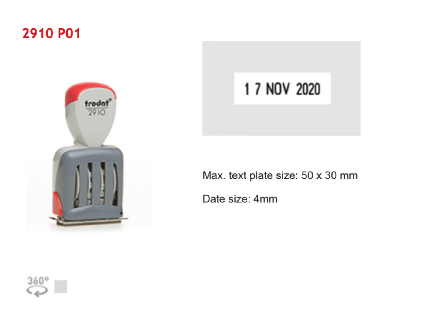 Trodat Classic Date And Text Rectangular 2910 P01 English | Trodat