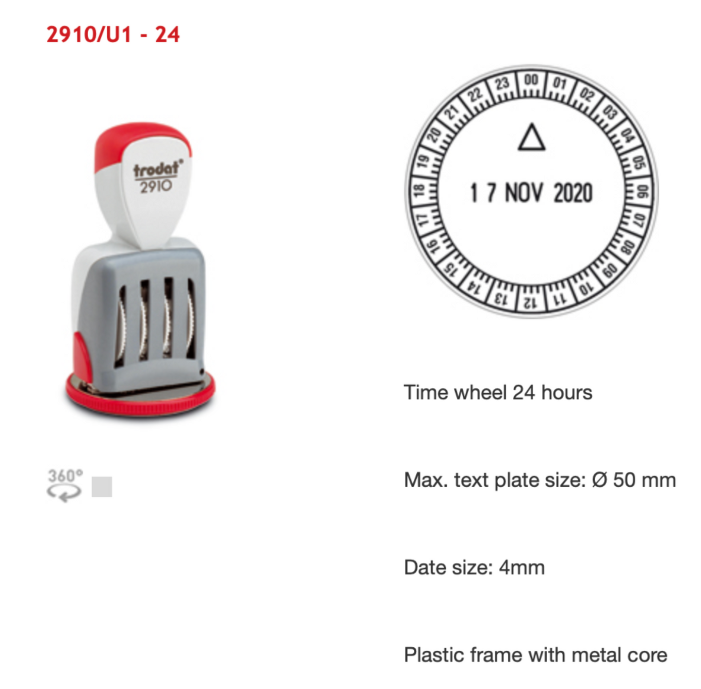 Trodat Classic Numberers And Phrases Time Stamp 2910/U1 - 24 English | Trodat