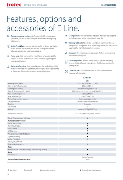 Trotec E340 – Technical Datasheet