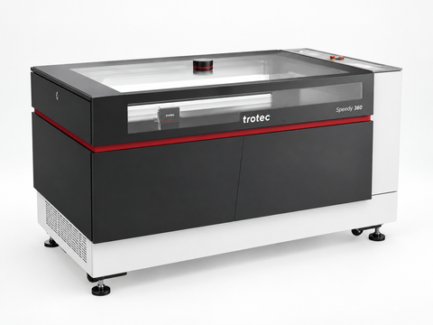 Trotec Speedy 360 Black Line laser engraver, front three-quarter view