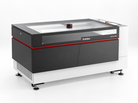 Trotec Speedy 480 Black Line laser engraver, front three-quarter view