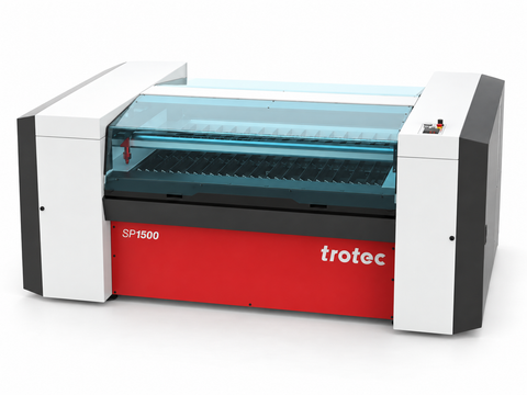 Trotec SP1500 large-format laser cutter, front three-quarter view