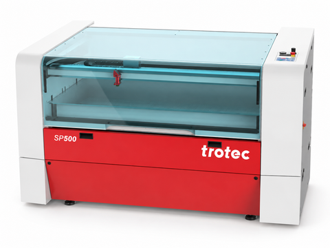 Trotec SP500 large-format laser cutter, front three-quarter view