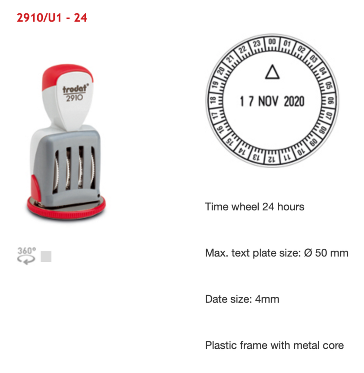 Trodat Classic Numberers And Phrases Time Stamp 2910/U1 - 24 Arabic | Trodat