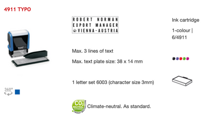 Trodat Original Printy Typomatic D-I-Y Stamp Text Rectangular 4911 TYPO English | Trodat